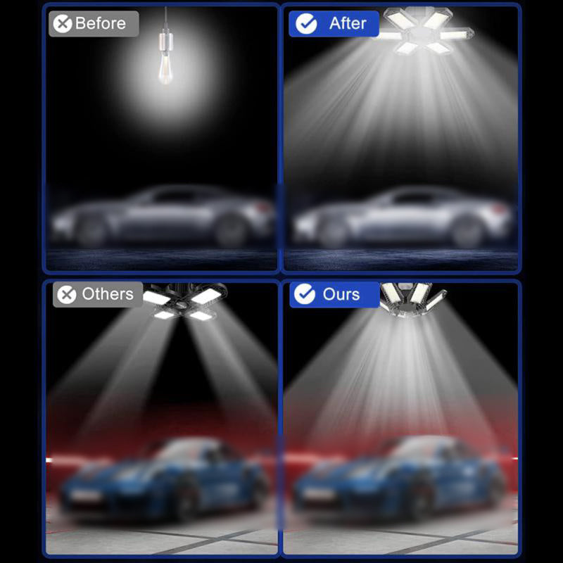 12000LM 6500K LED Garage Lights Ceiling Light with 6 Adjustable Panels Ultra Bright Deformable LED Shop Light for Garage Basement Workshop 185W, 2 Pack