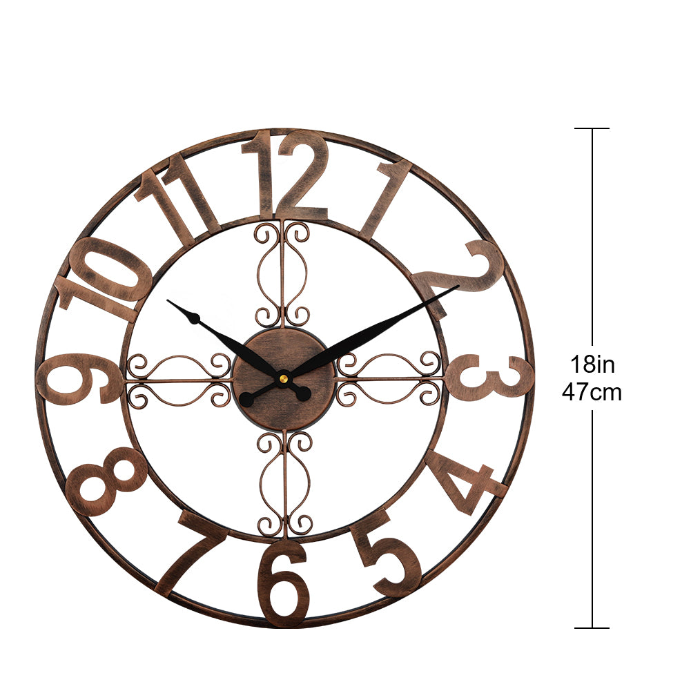 OCEST 18-inch Metal Outdoor Wall Clock Waterproof for Garden Pation