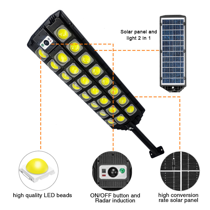 Super Bright Solar Street Lights, 6500K 150000LM Commercial Parking Lot Street Lights Dusk to Dawn, Motion Sensor Security Street Lights Flood Road Lamp for Area Lighting Yard Garden Patio
