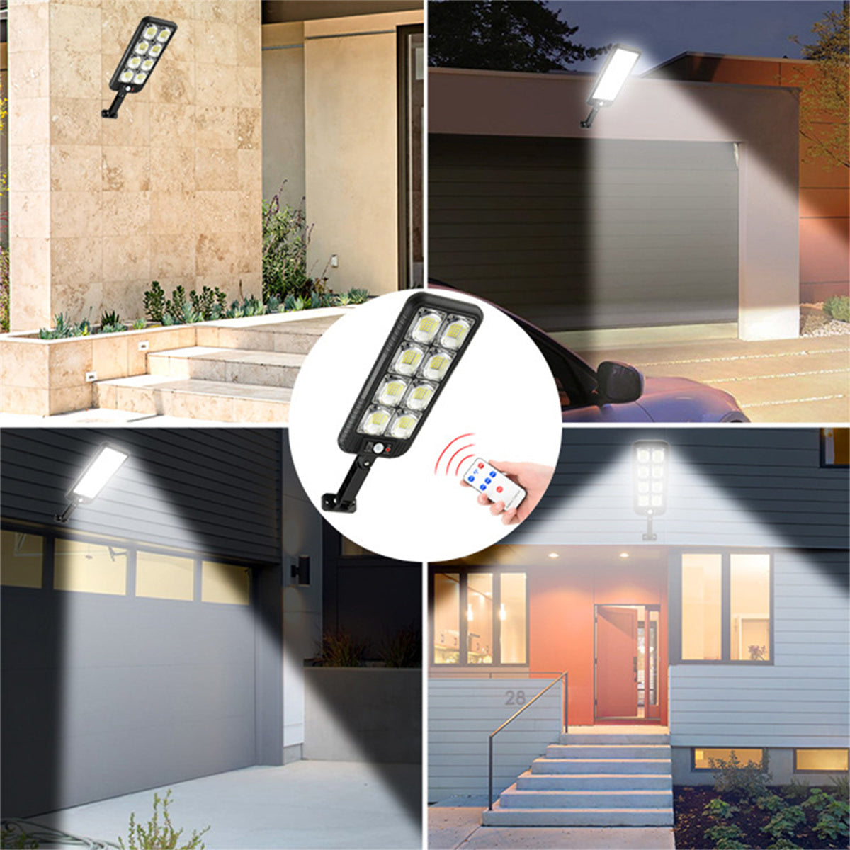 1800W Solar Street Light Outdoor, Solar Motion Sensor Lights Auto On/Off Dusk to Dawn Flood Lights with Remote Control for Yard, Garden, Patio, Porch
