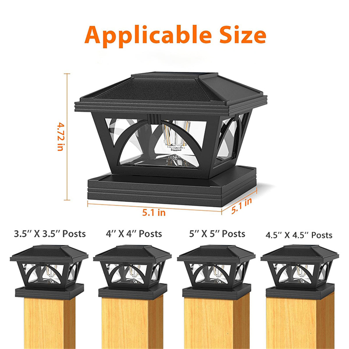 2 Pack Solar Post Cap Lights, 4x4/5x5 Outdoor LED Fence Post Cap Lights, Solar Powered Deck Lights for Dock Waterproof, fit for Wooden/Vinyl Posts
