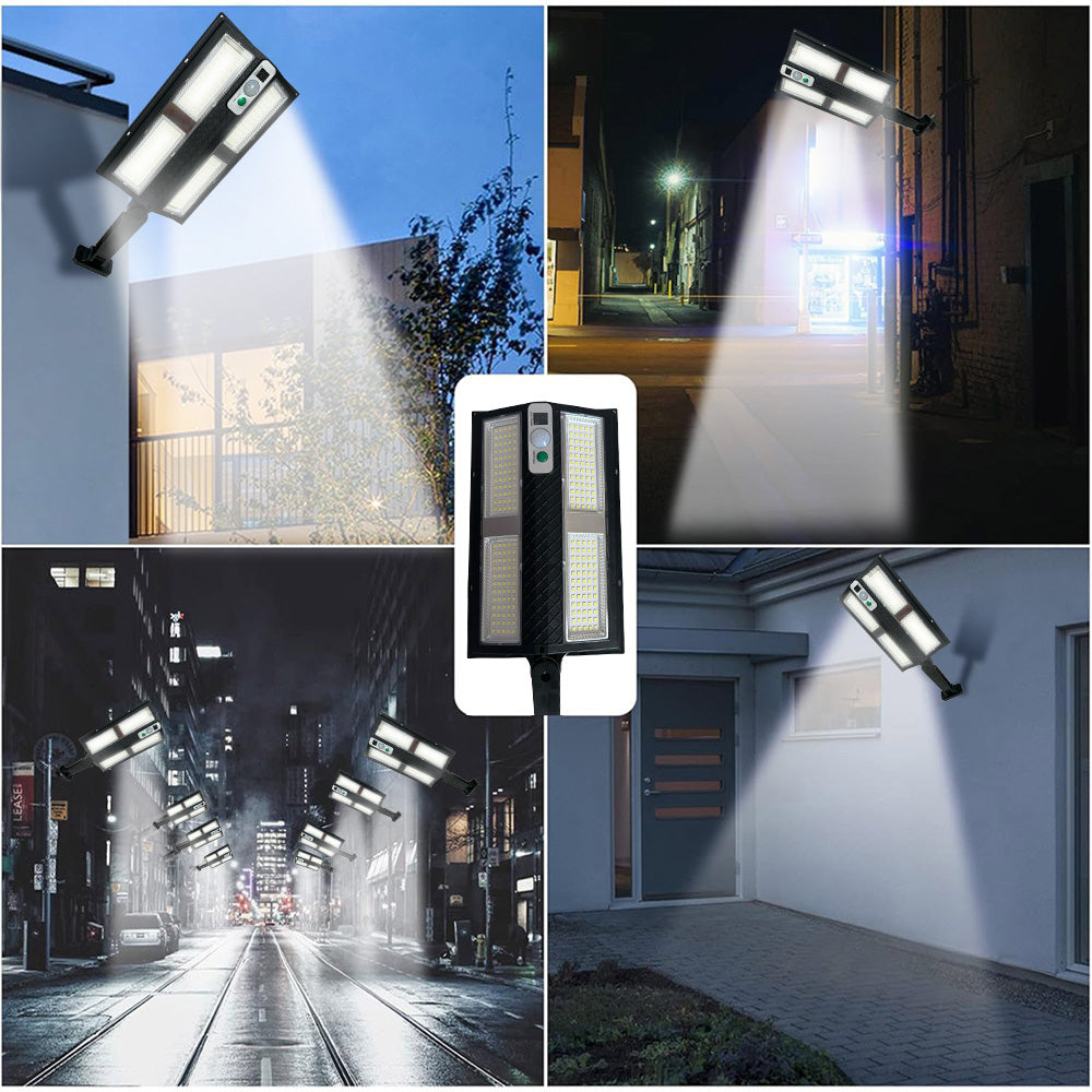 2 Pack Solar Street Lights, 6000LM Wide Angle Solar Street Lights Outdoor Waterproof, Super Bright Motion Sensor Solar Flood Lights, Dusk to Dawn