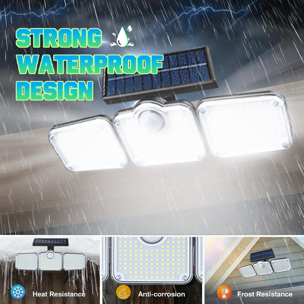 Solar Lights Outdoor, 2 Pack 3500LM Bright Motion Sensor Outdoor Lights, 3 heads Solar Flood Lights with Remote Control, Solar Spot Lights Landscape Lighting for Patio Garage Yard Entryways