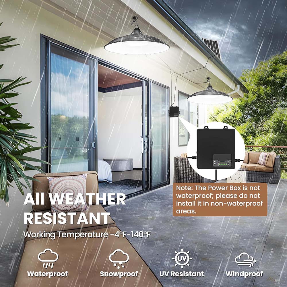 Solar Shed Light Indoor Outdoor, 8000LM Daytime Available Pendant Lights with Pull String, Solar Lights Indoor Dusk to Dawn for Shed Barn Gazebo Garage Home