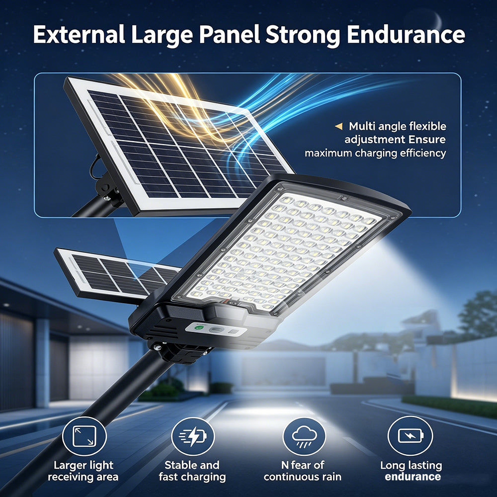 5000W Solar Street Lights Outdoor, Super Bright Solar Parking Lot lights Dusk to Dawn, Waterproof Solar Lights for Outside, Flood Security Lights with Remote Control for Yard Garden