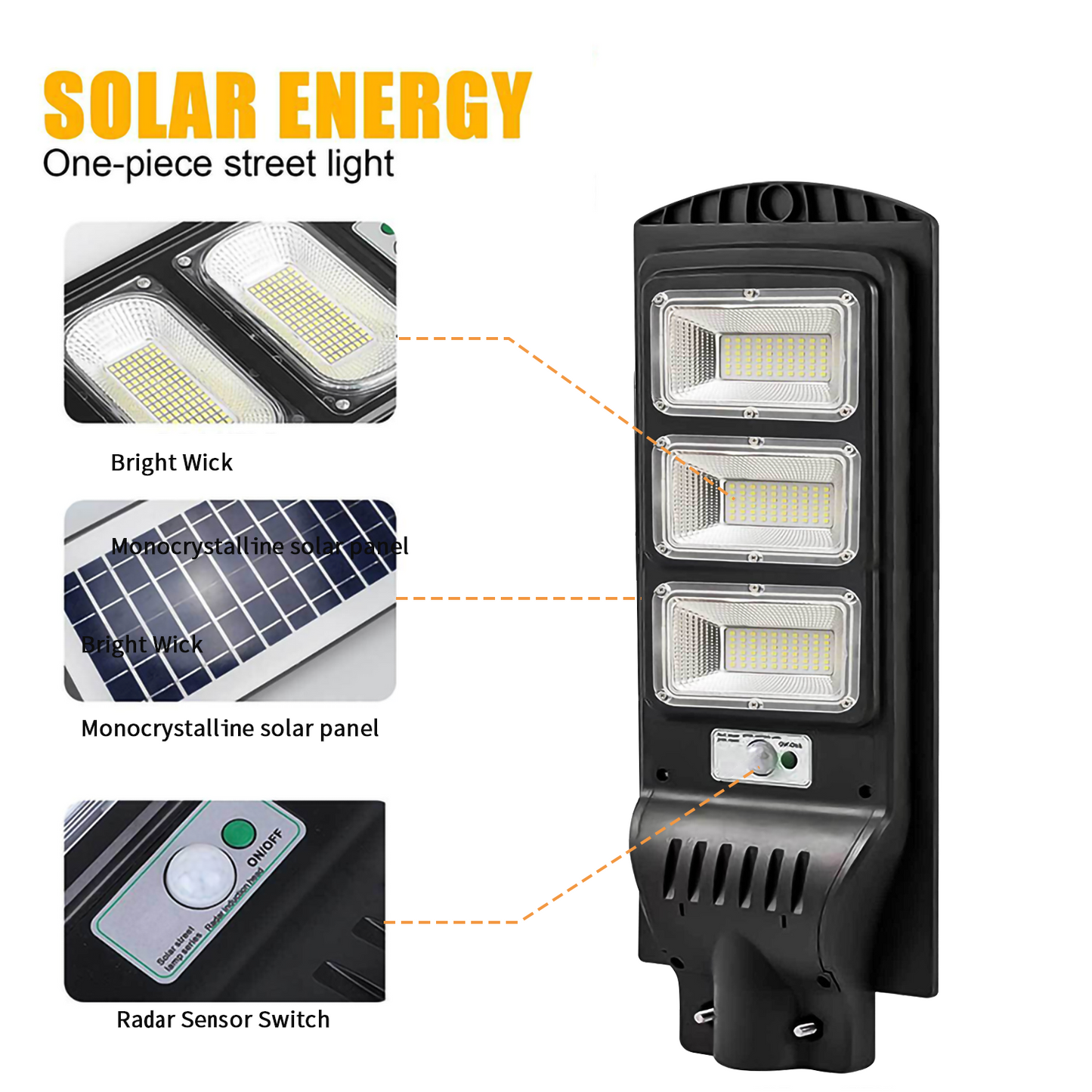 Commercial Solar Street Light Motion Sensor, 120000LM Waterproof Solar Security Flood Lights Outdoor, Dusk to Dawn Solar LED Lights Lamp with Remote Control for Garden, Yard, Path, Parking Lot