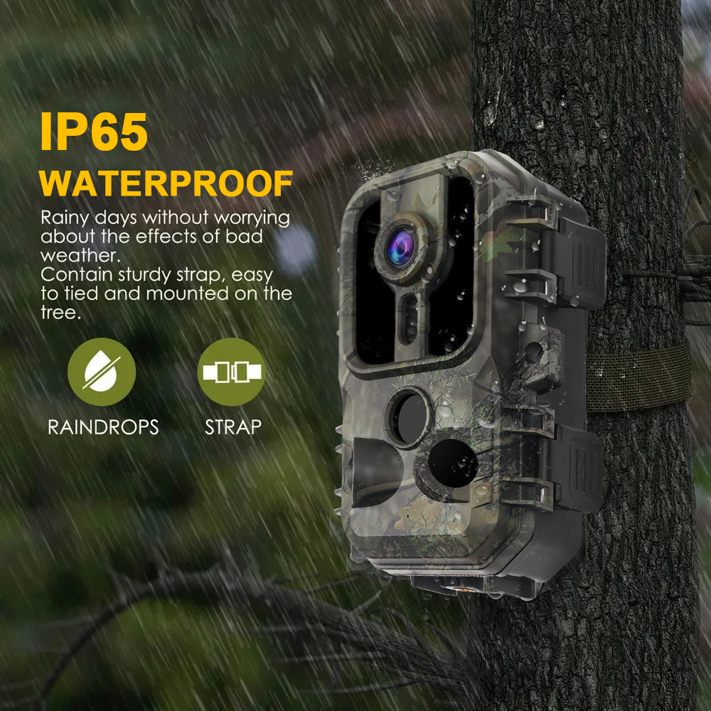 Trail Camera with 3 PIR Sensors, 32G Memory Card, 48MP Game Camera with Night Vision, Motion Activated 130°Wide-Angle, Waterproof Hunting Camera for Wildlife Monitoring
