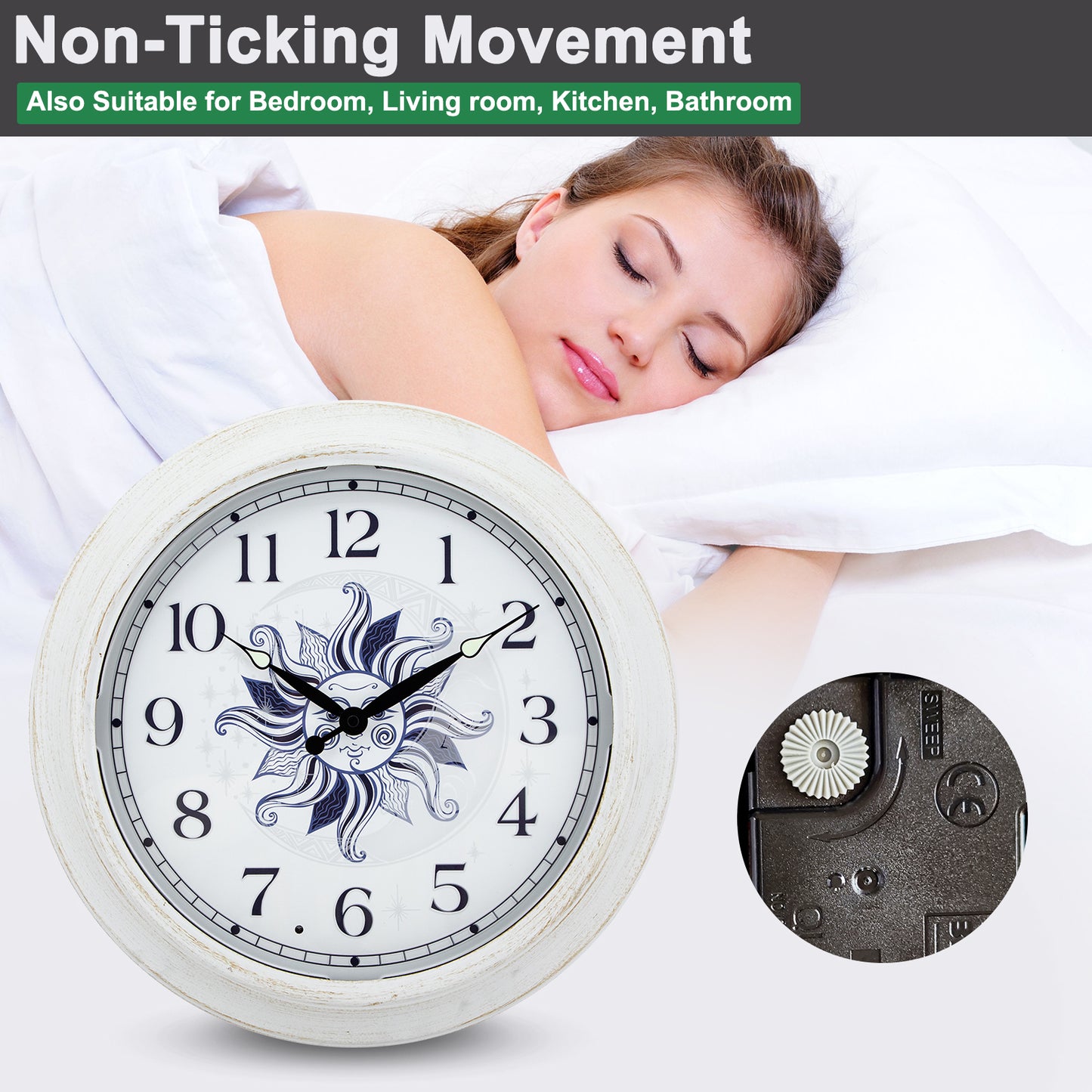 OCEST 15" Metal Night Light Outdoor Clock Waterproof