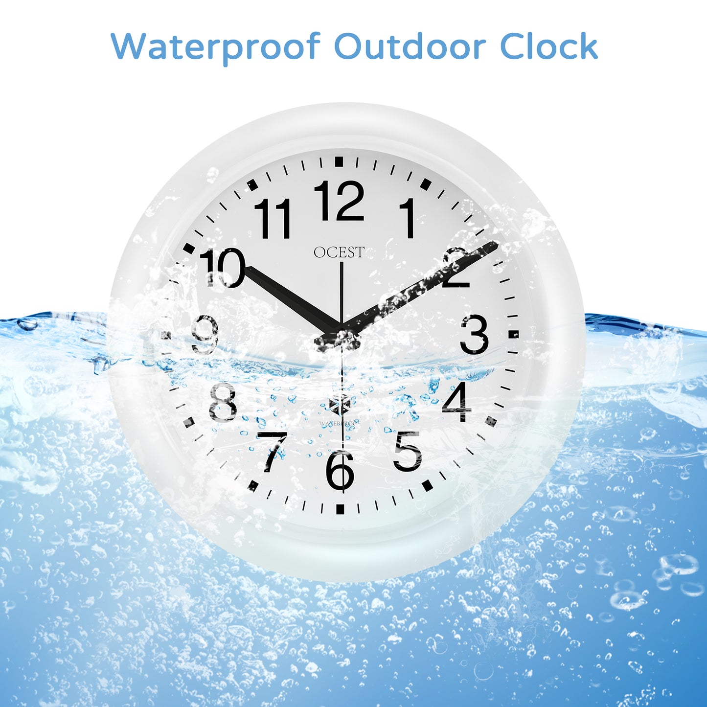 OCEST Sealed Indoor Outdoor Waterproof Wall Clock 12 Inch