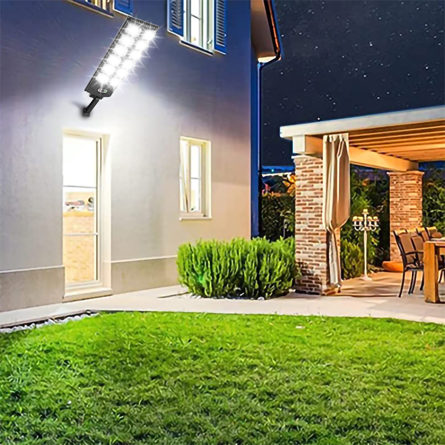 Super Bright Solar Street Lights, 5500LM 6500K Ultra Bright Dusk to Dawn Solar Motion Sensor Lights with Remote Control, Solar Security Wall Light Road Lamp for Garden Yard Patio Parking Lot