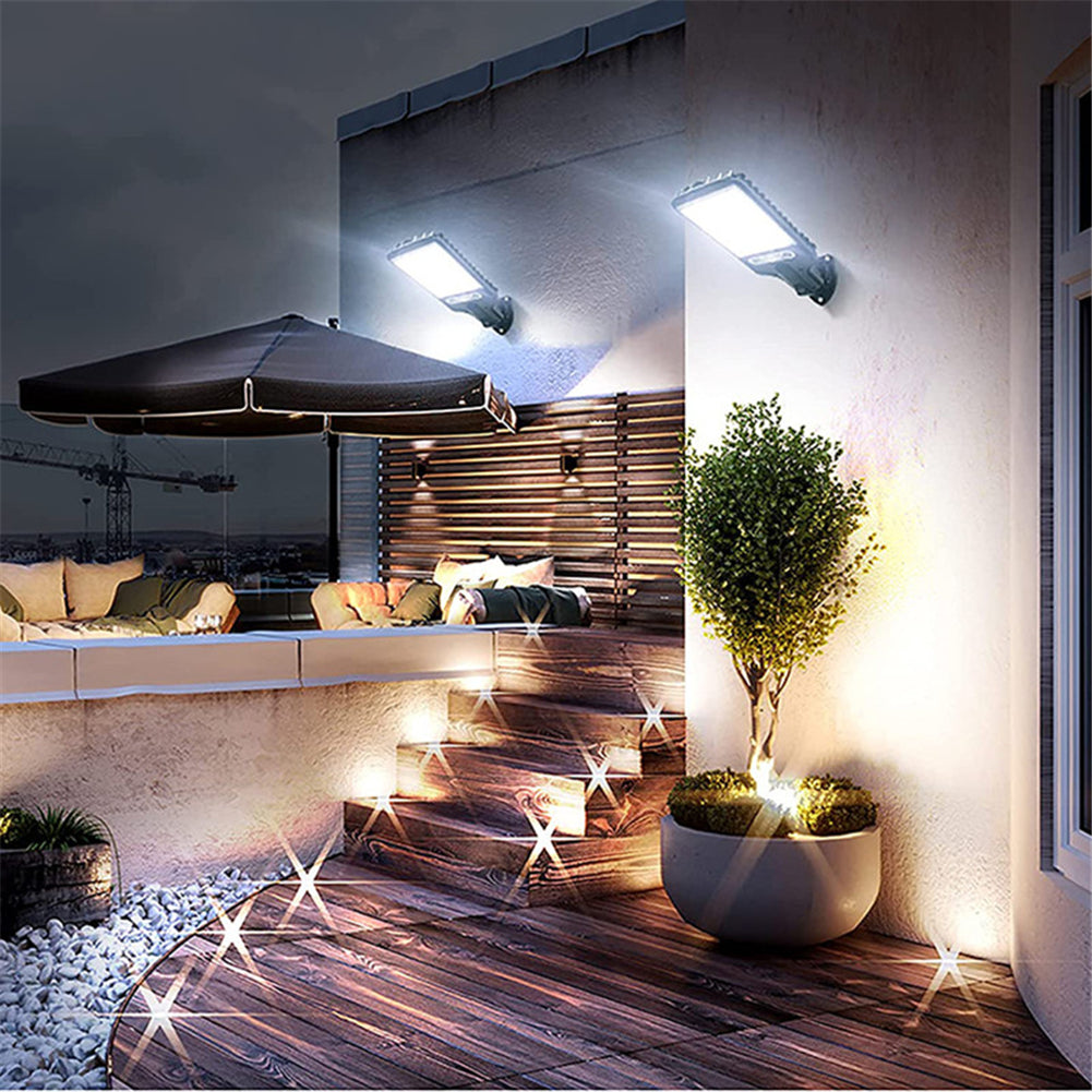 2 Pack Solar Street Light, 1000W LED Solar Lights Outdoor Street PIR Motion Sensor Outdoor Garden Wall Lamp, Dusk to Dawn Wall Spotlight with 3 Lighting Modes & Remote Control