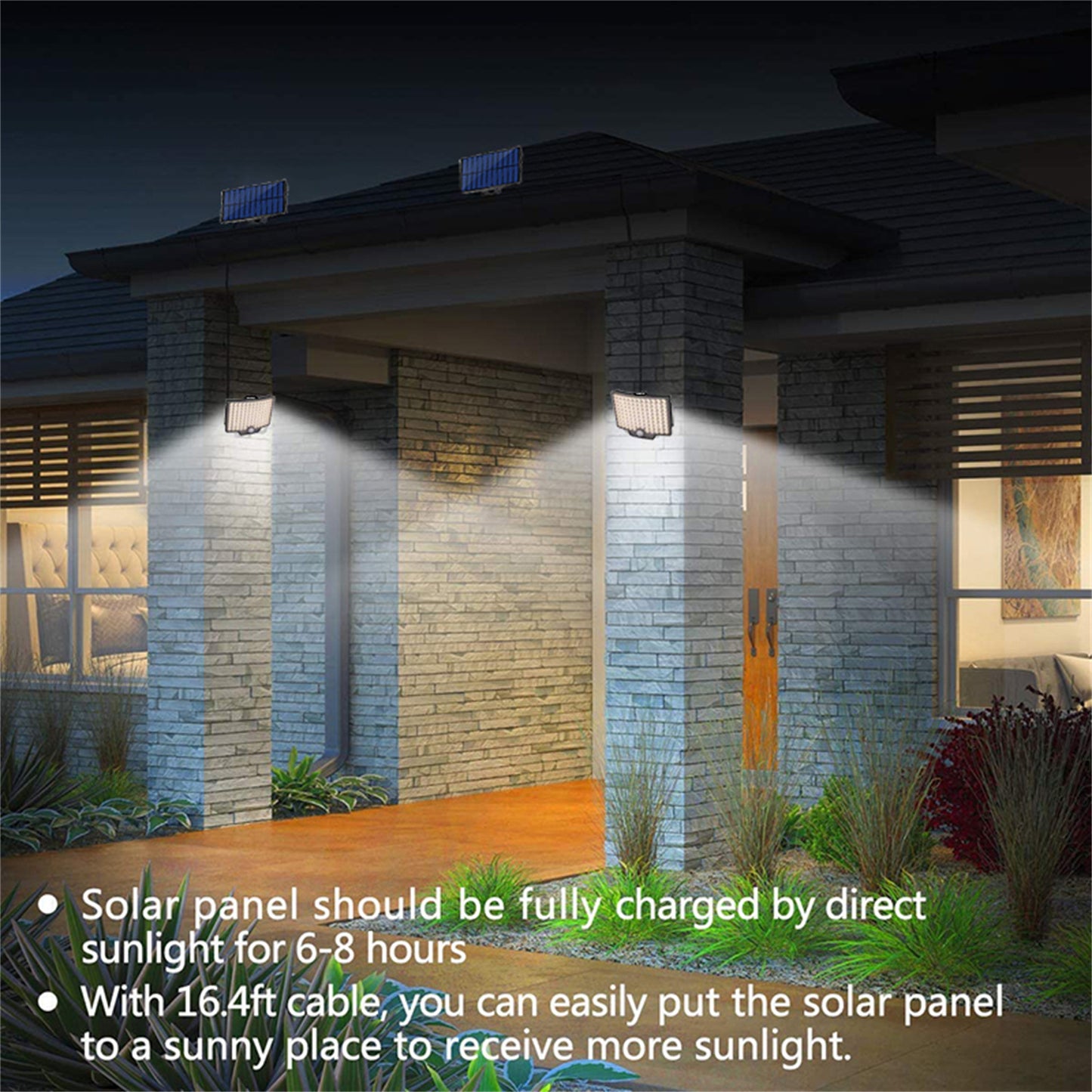 Solar Wall Lamp, 3000LM Solar Light With Remote Control Waterproof Solar Motion Sensor Lights Outdoor, 270° Wide Angle Illumination Security Light Garage Yard Garden Patio, 2 Pack