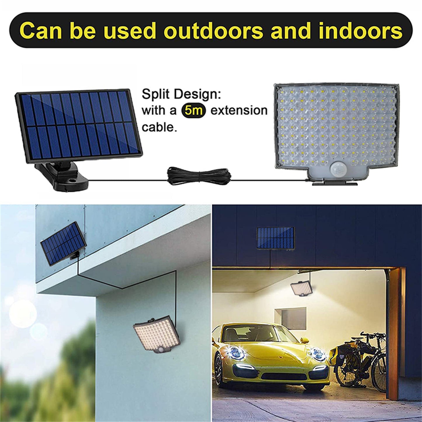 Solar Wall Lamp, 3000LM Solar Light With Remote Control Waterproof Solar Motion Sensor Lights Outdoor, 270° Wide Angle Illumination Security Light Garage Yard Garden Patio, 2 Pack