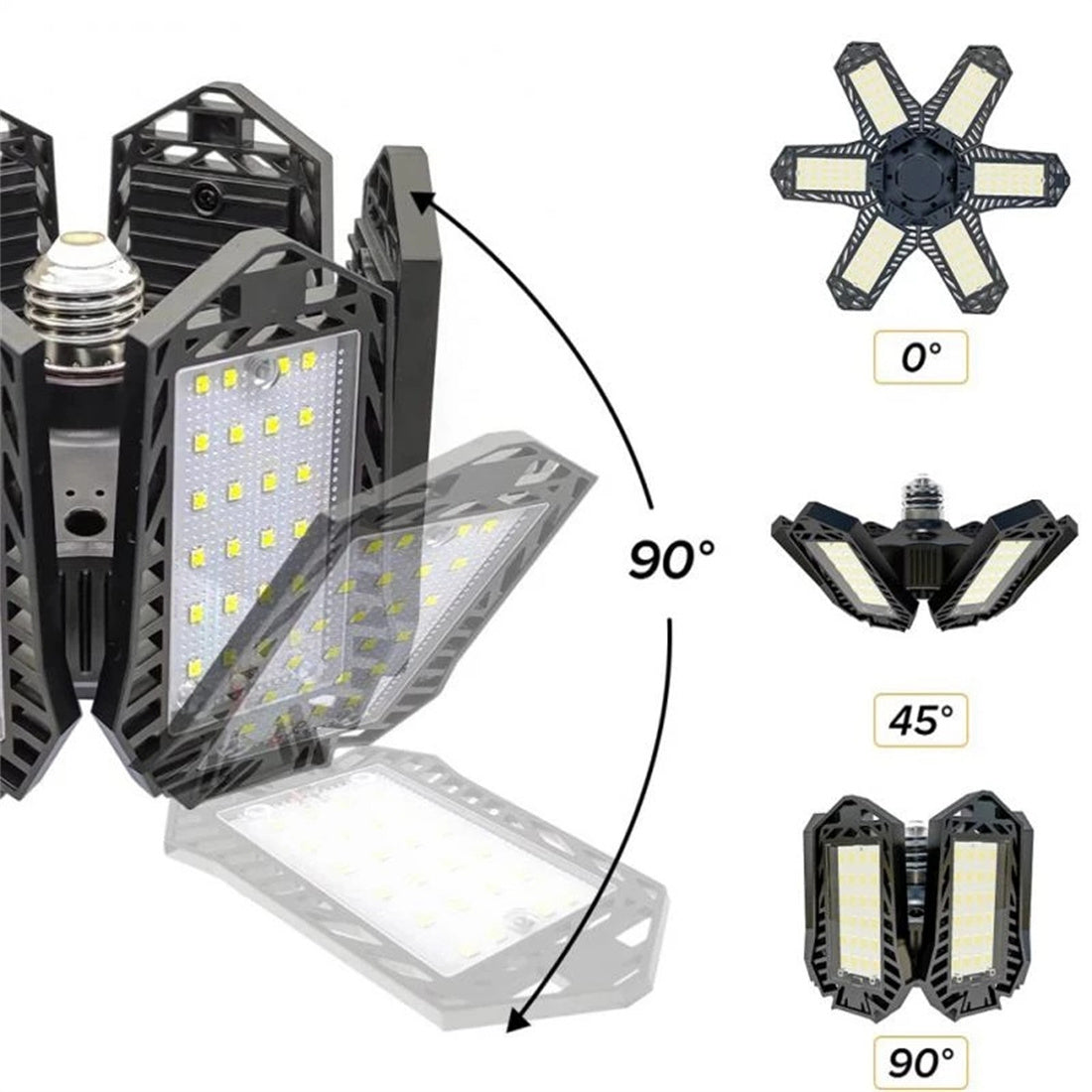 12000LM 6500K LED Garage Lights Ceiling Light with 6 Adjustable Panels Ultra Bright Deformable LED Shop Light for Garage Basement Workshop 185W