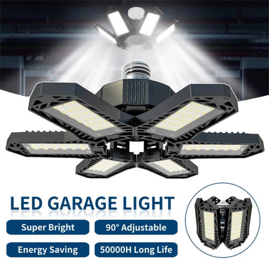 12000LM 6500K LED Garage Lights Ceiling Light with 6 Adjustable Panels Ultra Bright Deformable LED Shop Light for Garage Basement Workshop 185W