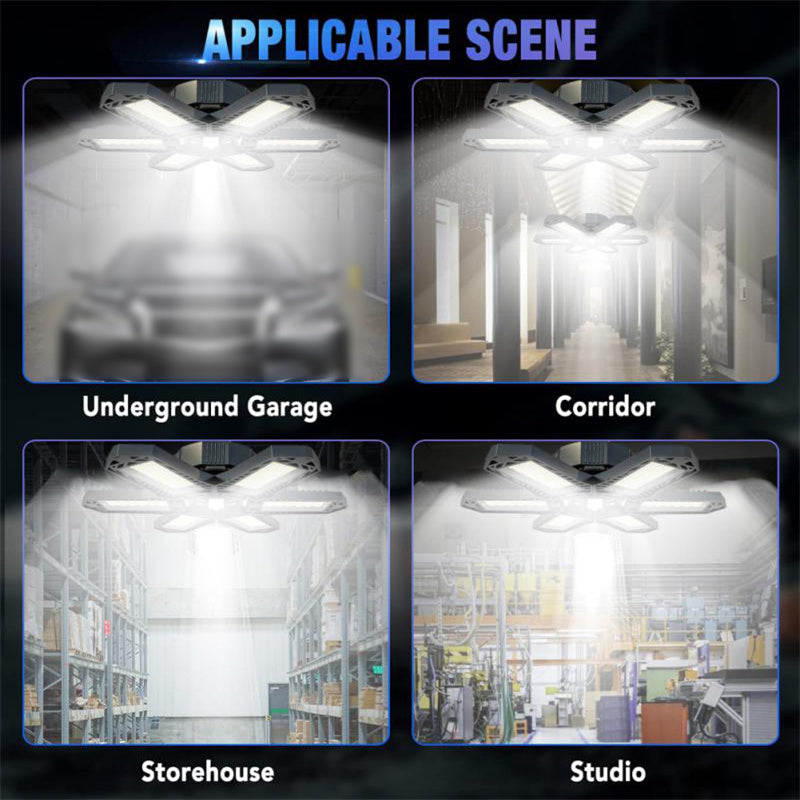 12000LM 6500K LED Garage Lights Ceiling Light with 6 Adjustable Panels Ultra Bright Deformable LED Shop Light for Garage Basement Workshop 185W, 2 Pack