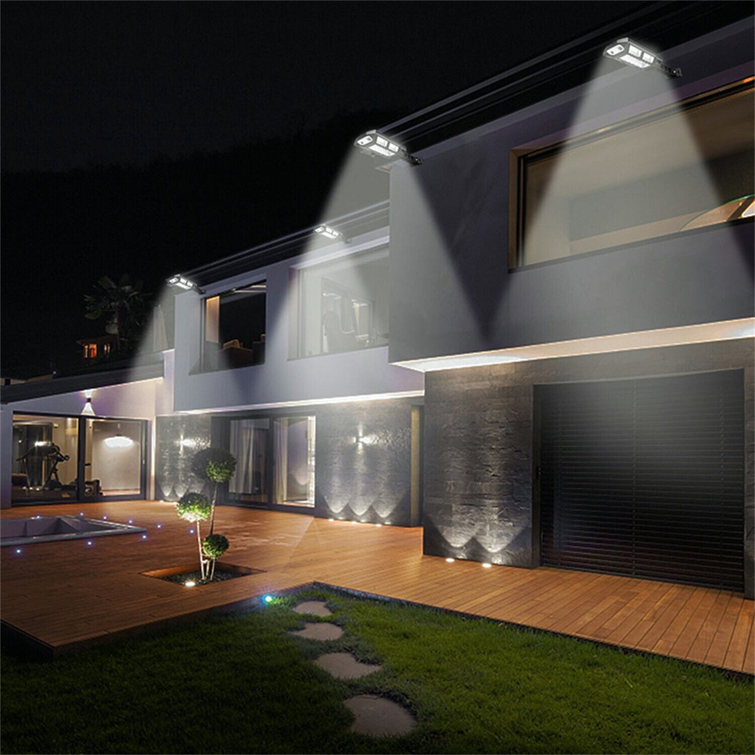 2 Pack Solar Street Lights, Outdoor Street Lamps Motion Sensor, Dusk to Dawn Solar Lights, Street Security Lighting for Home Garden Patio Yard