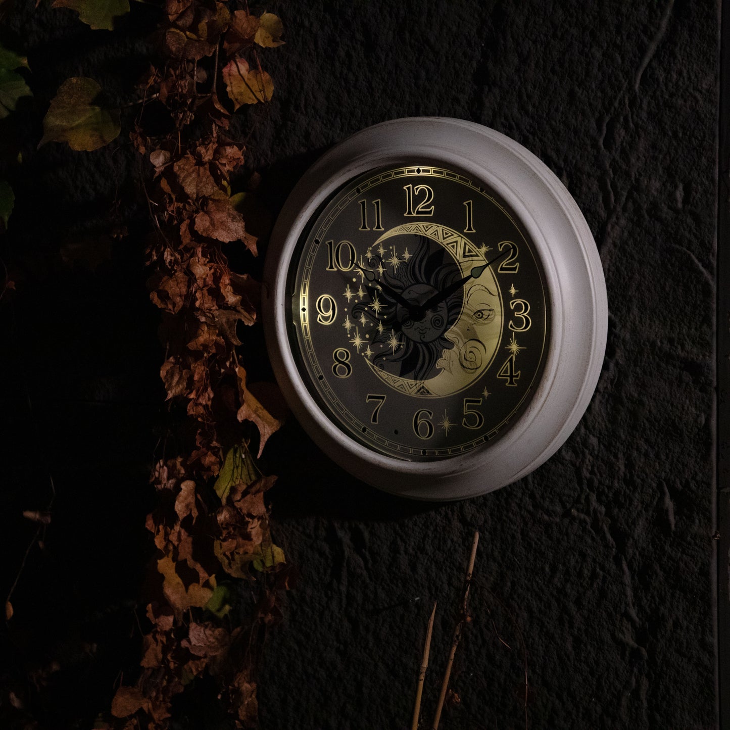 OCEST 15" Metal Night Light Outdoor Clock Waterproof