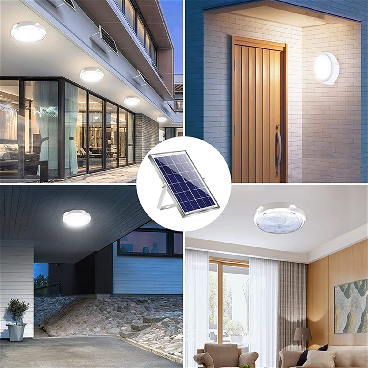 Solar Ceiling Light, 5000LM Solar Lights Indoor Outdoor, Brighter Solar Shed Lights with Remote Control, Cool White/Warm White Switchable Solar Pendant Light for Barn, Porch, Patio, Gazebo
