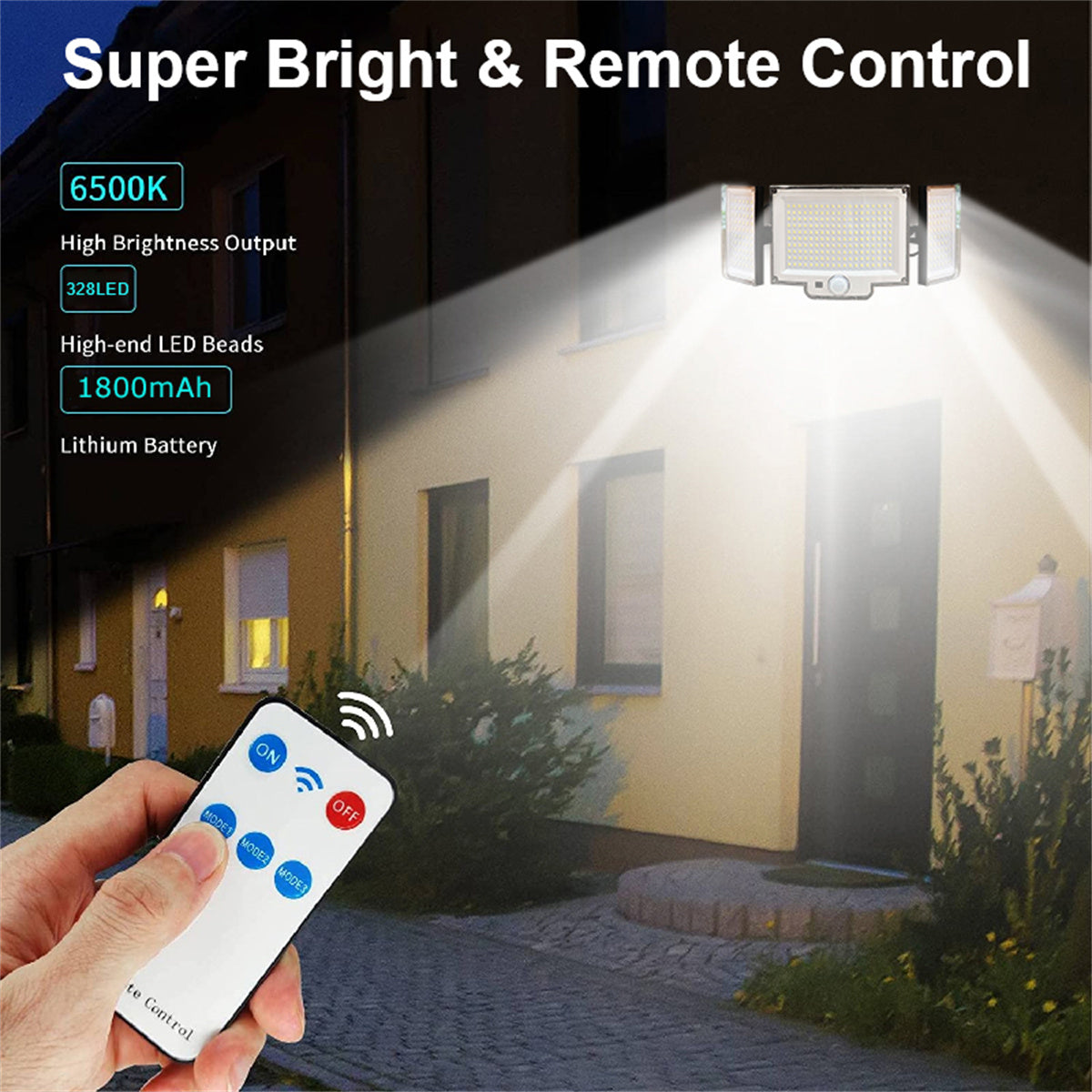 Solar Lights Outdoor, 5500LM High Brightness Solar Flood Lights Wall Lights with Large Size, Waterproof Motion Sensor Outdoor Lights with Remote Control for Yard Garden Patio