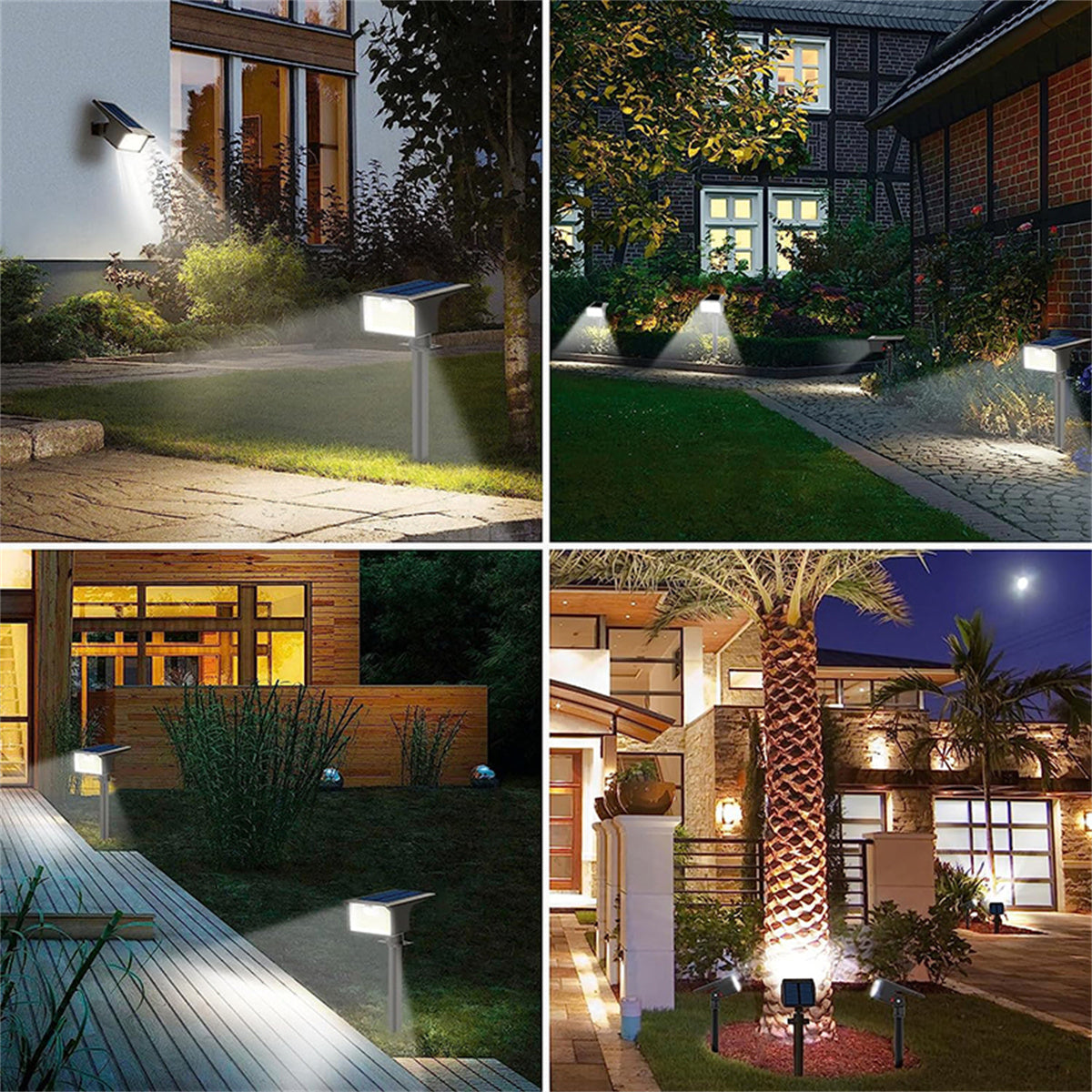 Solar Spotlights Outdoor Motion Sensor, 800LM 6500K Solar Powered Landscape Spotlights Waterproof, Auto On/Off 3 Modes Outdoor Solar Lights for Garden Yard Pathway Patio Pool, 2PCS
