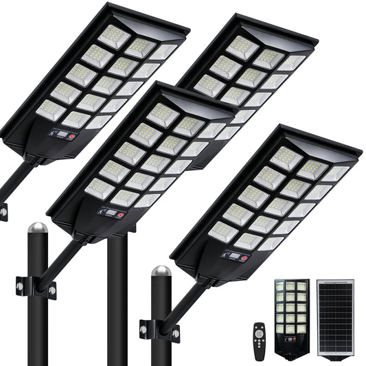 5000W Solar Lights Outdoor, 4 Pack Super Bright Solar Street Lights, Dusk to Dawn Solar Security Street Lights, Motion Sensor Solar Outdoor Lights for Yard, Entryway Garage, Porch