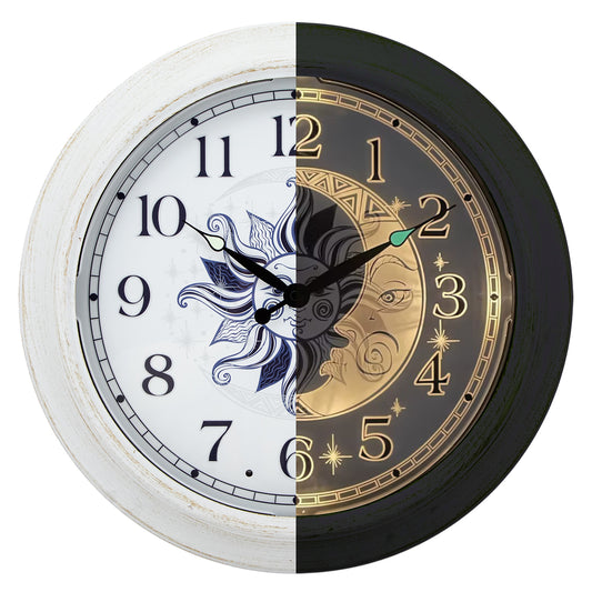 OCEST 15" Metal Night Light Outdoor Clock Waterproof