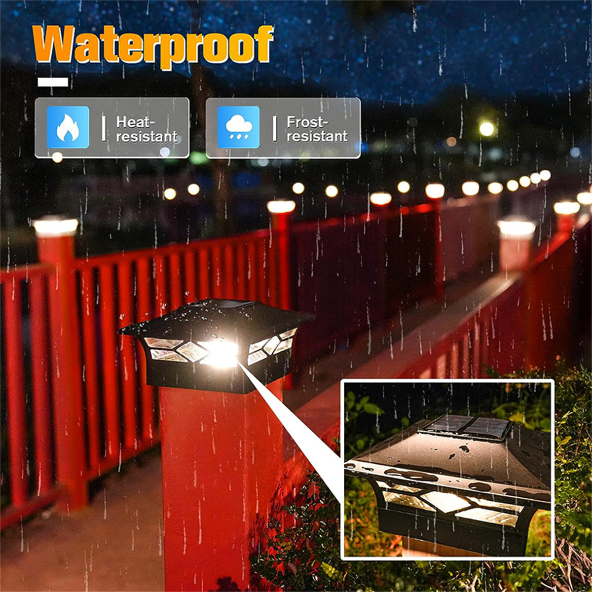 2 Pack Solar Post Cap Lights, 4x4 6x6 Outdoor LED Fence Post Cap Lights, 2 Color Modes Solar Powered Deck Lights for Dock Waterproof, fit for Wooden/Vinyl Posts