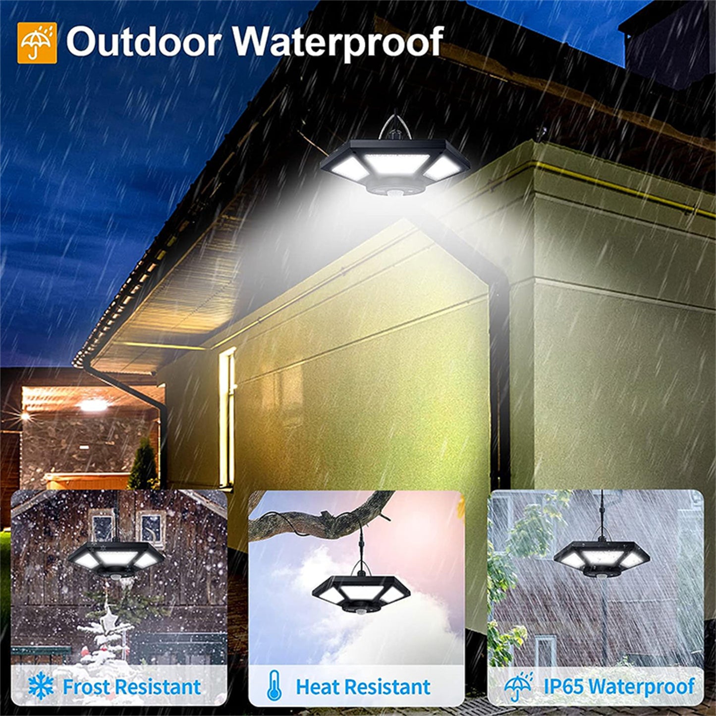 Solar Shed Lights, Solar Pendant Light Indoor Outdoor, 50000 LM Solar Indoor Lights Motion Sensor with Remote Control for Shed Barn Gazebo Garage Home