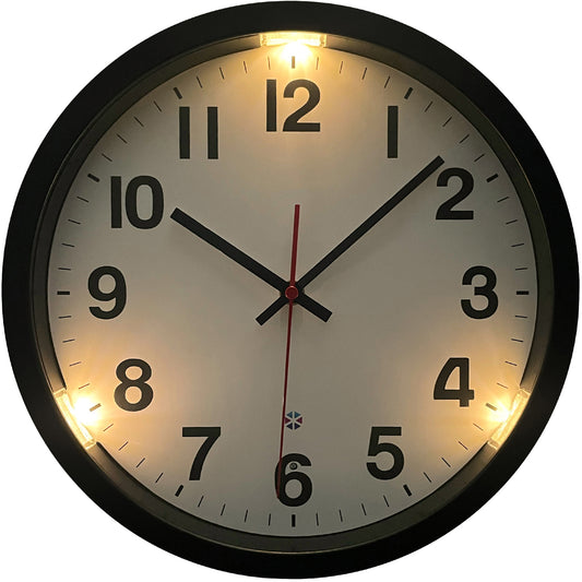 Night Light Wall Clock for Bedroom, 12'' Silent Glow in the Dark Clock, Sound Control/Light Sensor Lighted up Wall Clock, 3 Modes Battery Operated for Living Room/Kitchen, Large Digital Display