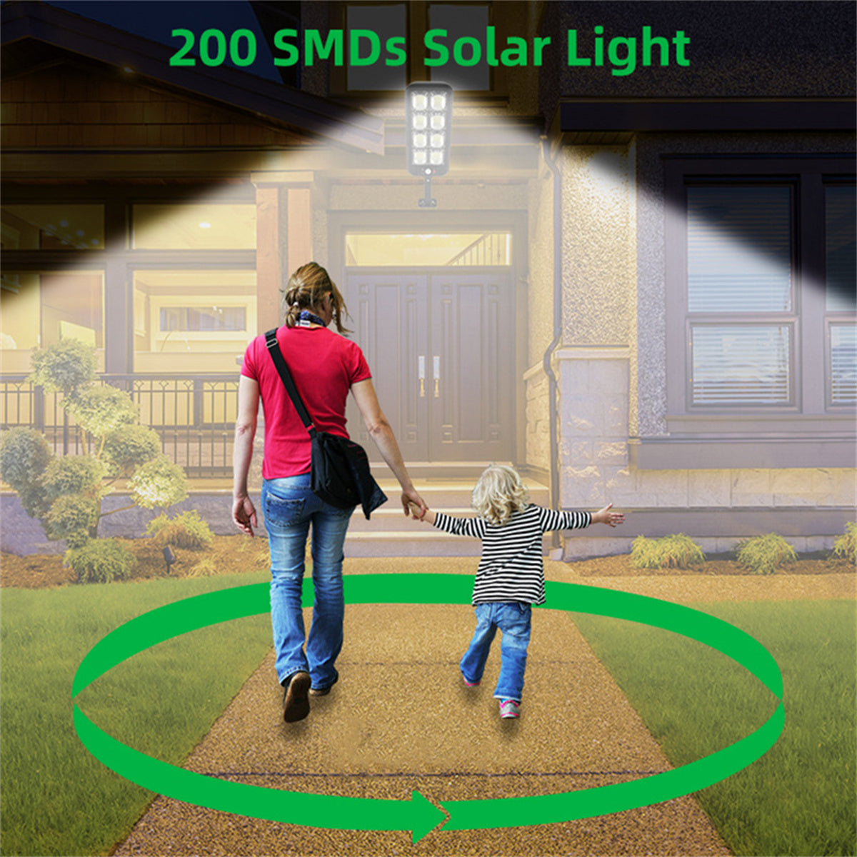 1800W Solar Street Light Outdoor, Solar Motion Sensor Lights Auto On/Off Dusk to Dawn Flood Lights with Remote Control for Yard, Garden, Patio, Porch