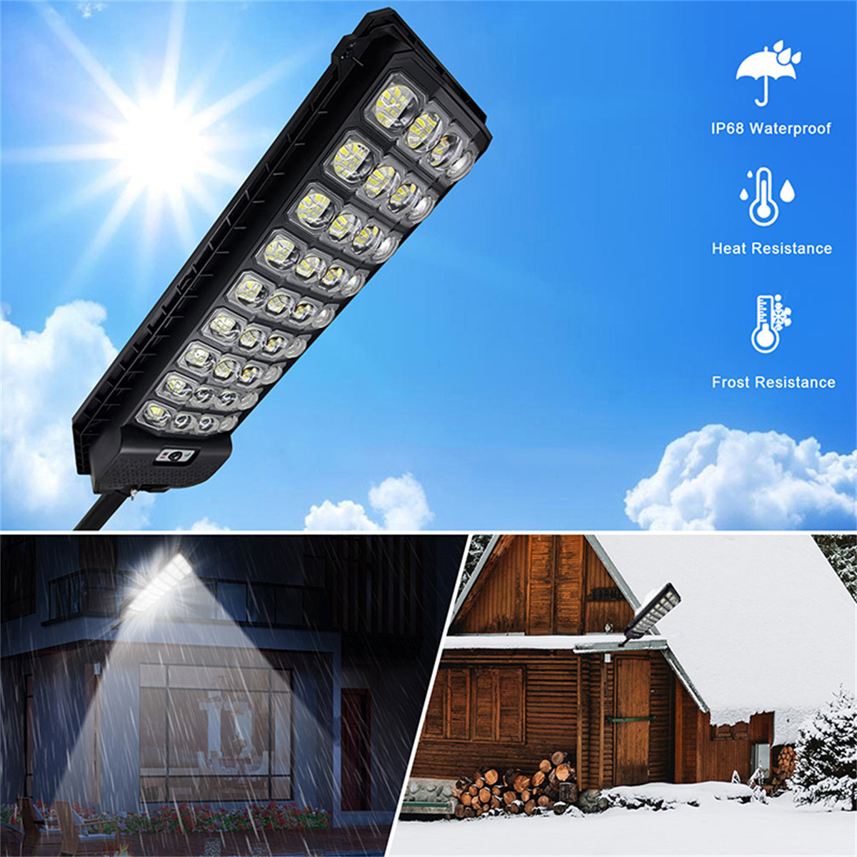 Solar Street Lights, 3500W Super Bright Dusk to Dawn Solar Parking Lot Lights, Motion Sensor Solar Flood Security Lights for Garden Yard Patio, Commercial Grade