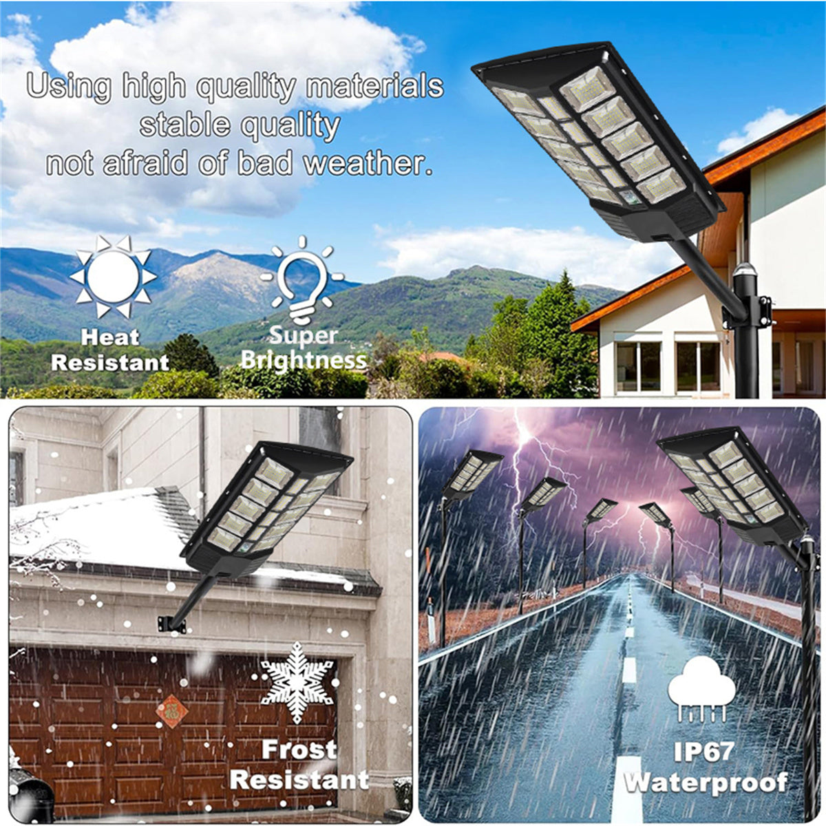 Solar Street Light 4800W Super Bright Solar Outdoor Lights Waterproof, LED Motion Sensor Street Lights, Solar Parking Lot Lights for Yard, Piazza