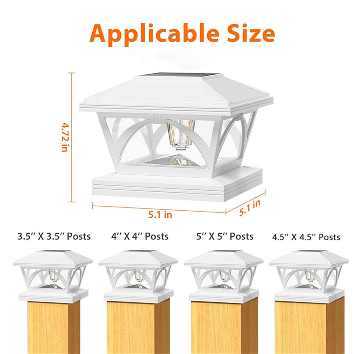 2 Pack Solar Post Cap Lights, 4x4/5x5 Outdoor LED Fence Post Cap Lights, Solar Powered Deck Lights for Dock Waterproof, fit for Wooden/Vinyl Posts