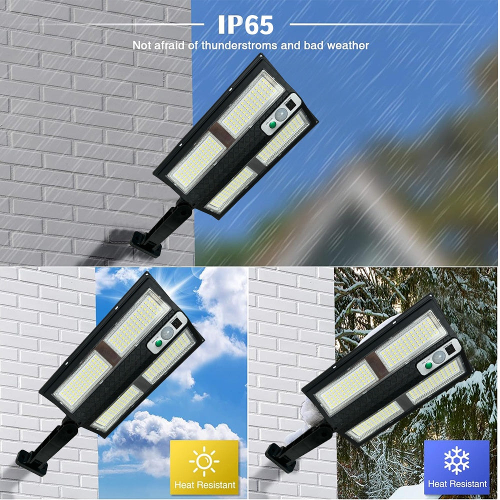 2 Pack Solar Street Lights, 6000LM Wide Angle Solar Street Lights Outdoor Waterproof, Super Bright Motion Sensor Solar Flood Lights, Dusk to Dawn