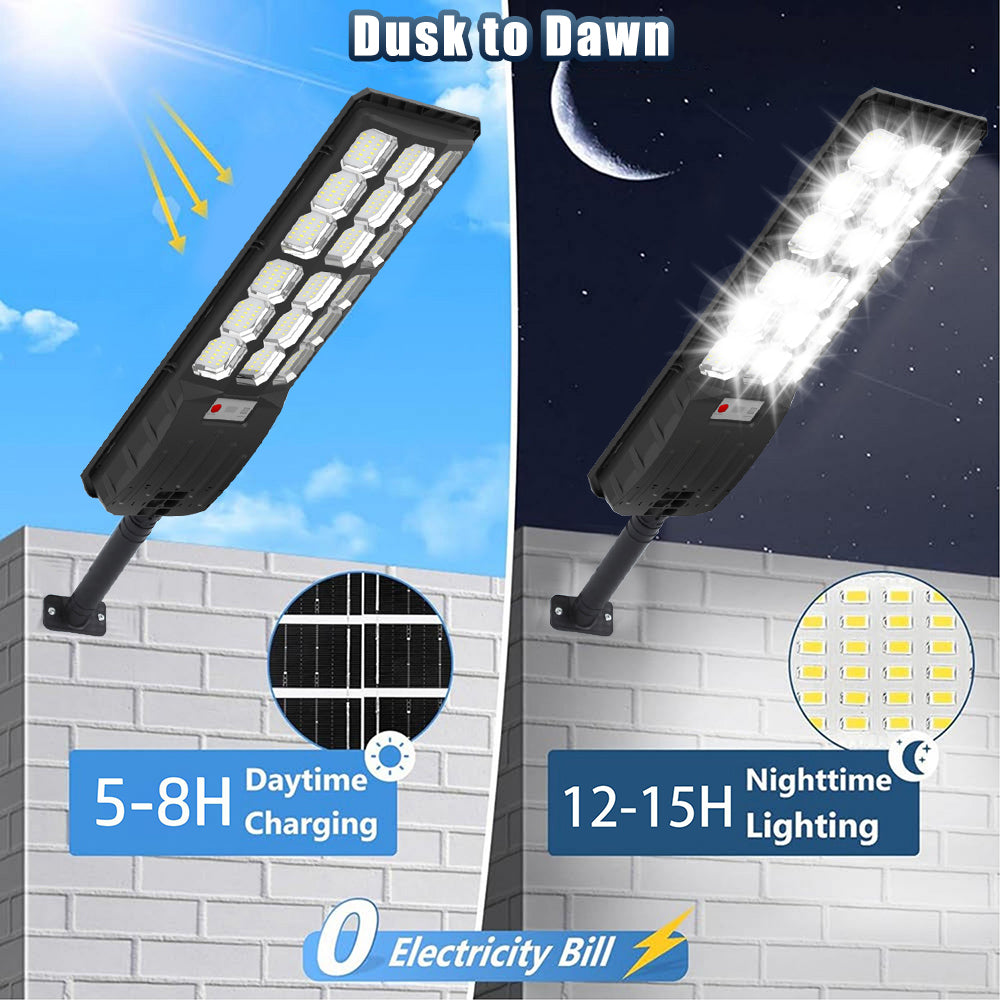 Super Bright Solar Street Lights, 15000LM Waterproof Motion Sensor Solar Outdoor Street Lights, LED Solar Flood Lights Dusk to Dawn for Garden Area Lighting Yard