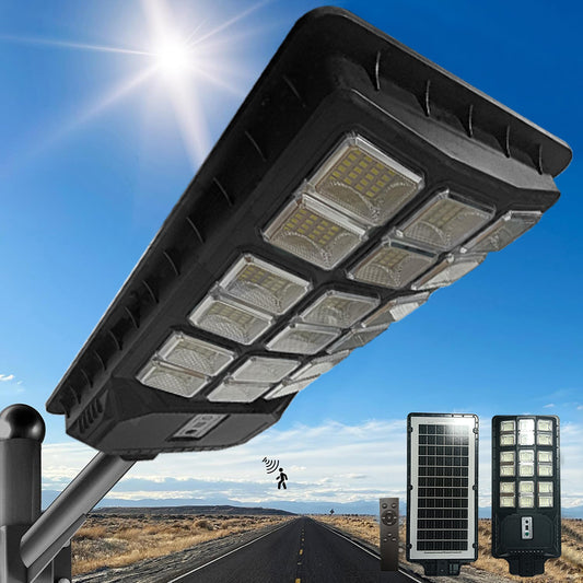 Solar Street Lights, 320000LM 10000MAh Commercial Solar Parking Lot Lights, Dusk to Dawn Solar Street Lights Waterproof, Motion Sensor Solar Flood Lights for Garden Patio Playground Yard
