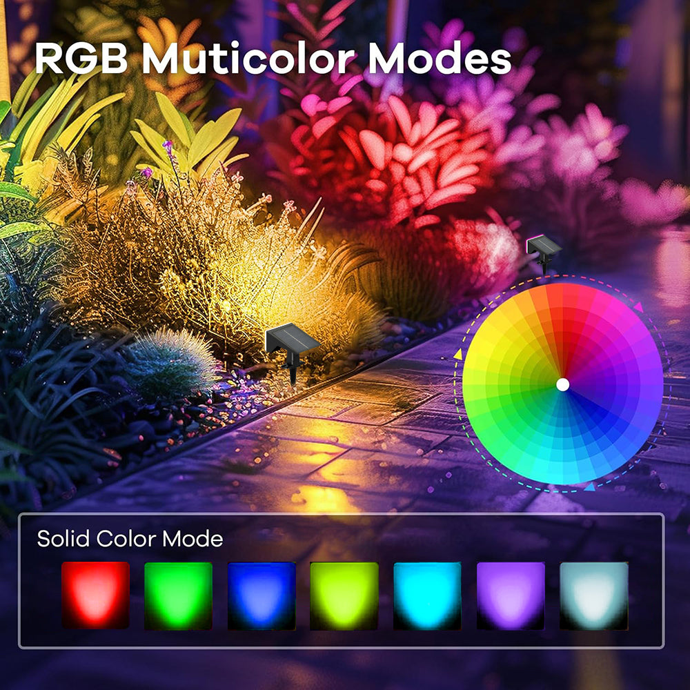 Solar Spotlights Outdoor Waterproof, Multicolor RGB Solar Color Changi ...