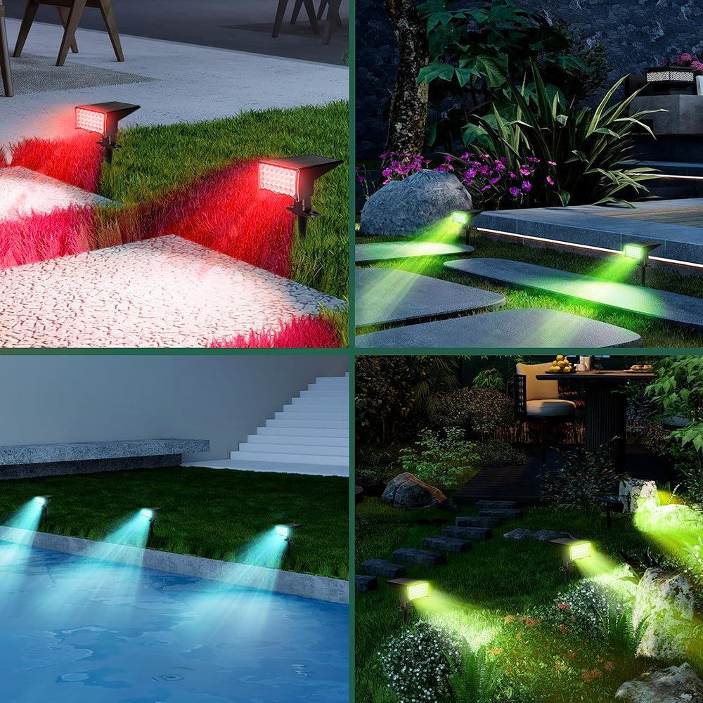 Solar Spotlights Outdoor Waterproof, Multicolor RGB Solar Color Changi ...