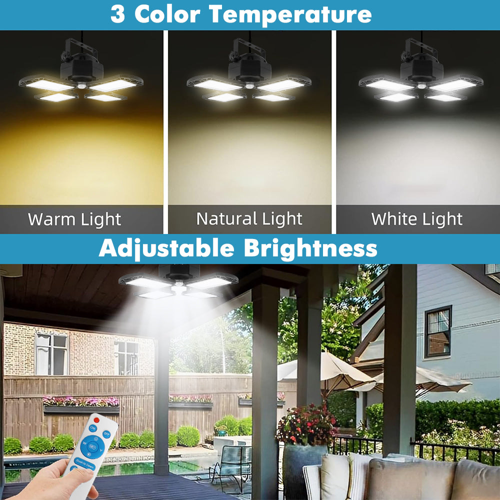 Solar Shed Light Outdoor Indoor, Motion Sensor Solar Pendant Lights Daytime Available, Solar Indoor Lights with Remote Control for Shed Gazebo Barn Garage Home