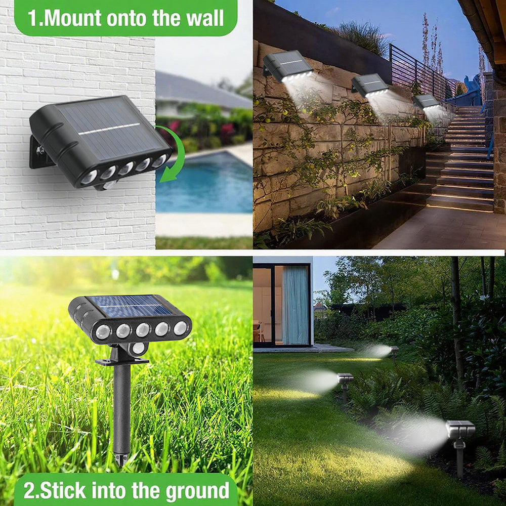 2 Pack Solar Spotlights Outdoor Waterproof, 850LM Adjustable Solar Spot Lights, Solar Garden Landscape Lights with 3 Modes, Outdoor Solar Lights for Yard Pathway Garden House