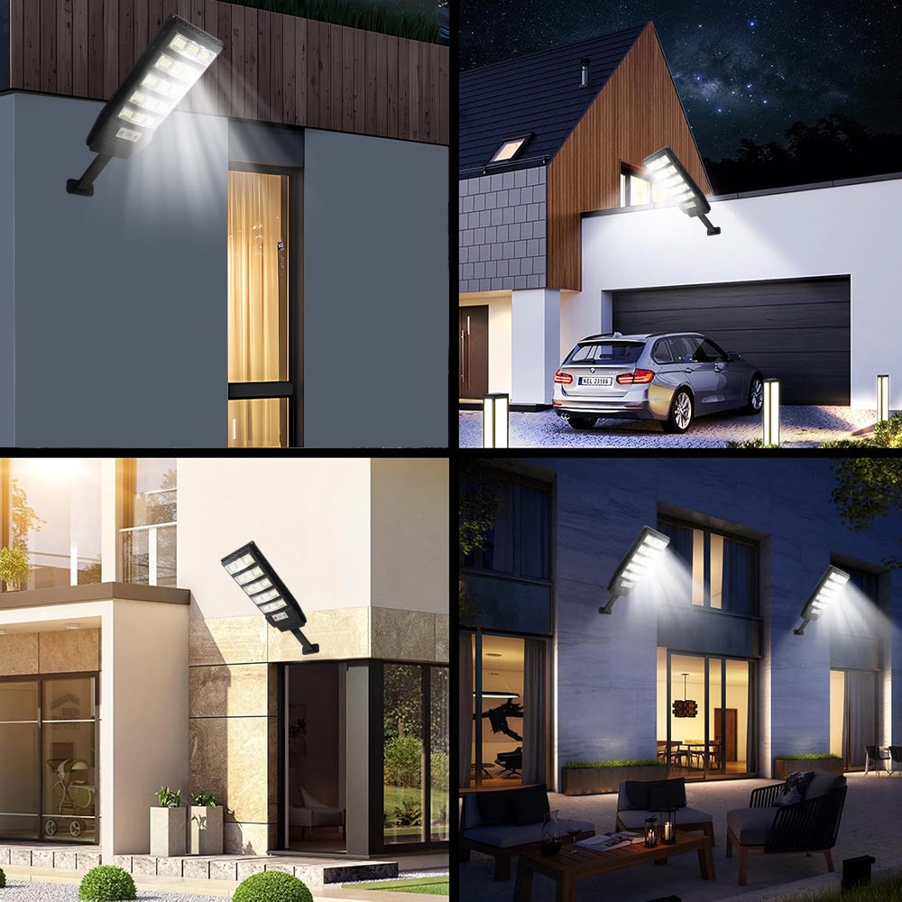 Solar Street Lights, 2 Pack 3500W Solar Lights Outdoor Motion Sensor, Dusk to Dawn Solar Street Lights with Remote Control, Solar Flood Lights for Outside Yard, Garden, Patio, Waterproof