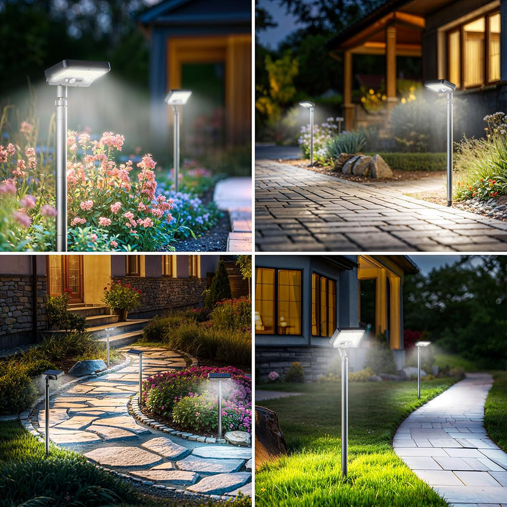 2 Pack Solar Pathway Lights, 28''Super Bright Rechargeable Solar Path Lights Outdoor, Waterproof Solar Garden Lights, Solar Spotlights Outdoor for Lawn Patio Walkway Driveway Decor Landscape Lighting