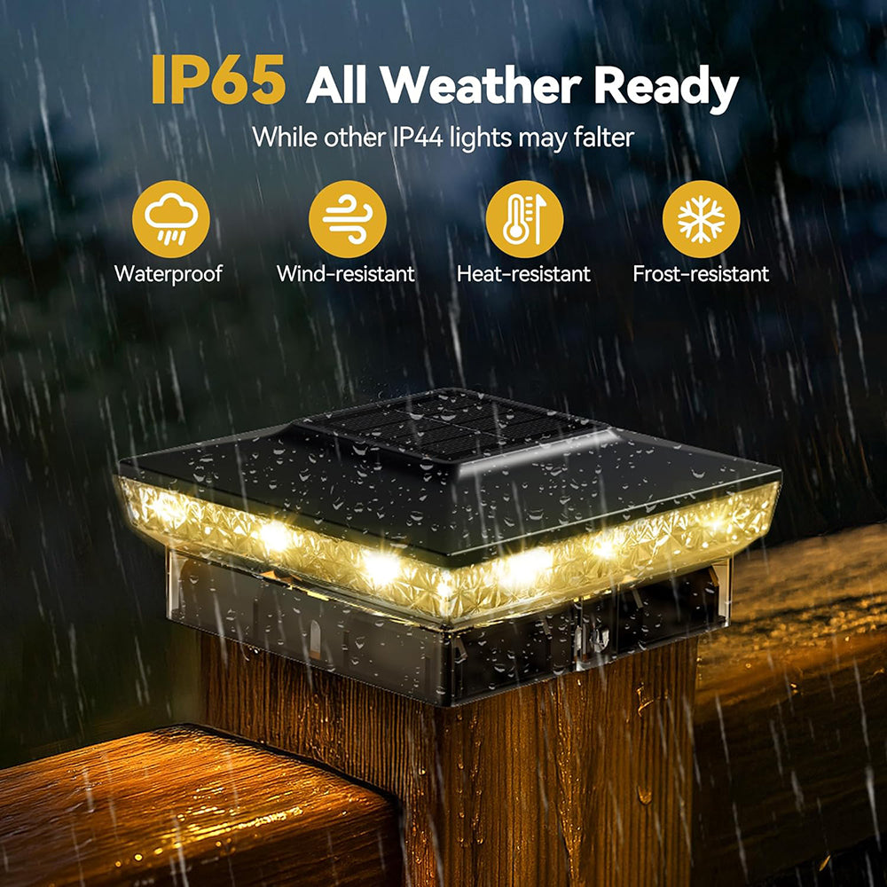 8 Pack Solar Post Cap Lights, 3.5x3.5 4x4 5x5 Upgraded Outdoor LED Fence Post Cap Lights, Warm/Cool White Solar Deck Post Lights for Garden Patio Porch