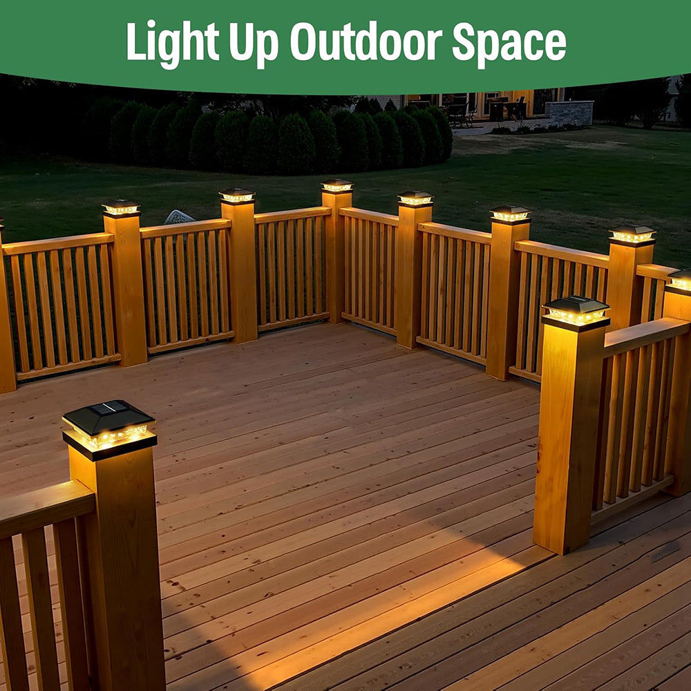 6 Pack Solar Post Cap Lights, 4x4 Outdoor Waterproof Fence Post Solar Lights, Solar Powered Deck Post Cap Lights, fit for Wooden/Vinyl Posts