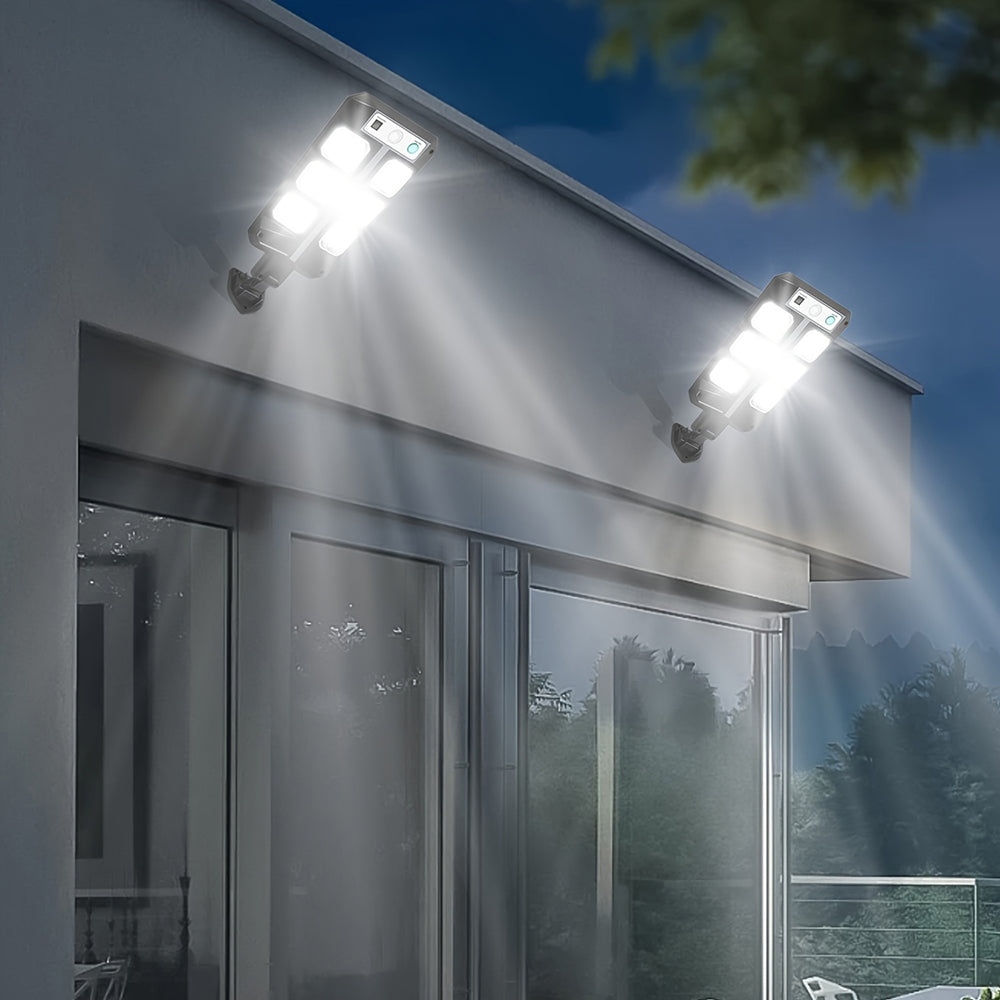 Solar Lights Outdoor, 2 Pack 1500W 6500K LED Motion Sensor Lights, Waterproof Solar Flood Wall Lights for Outside Garden Yard Path