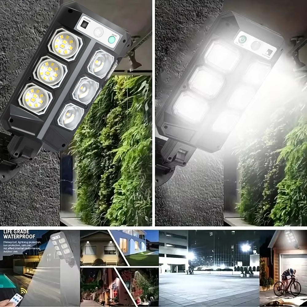 Solar Lights Outdoor, 2 Pack 1500W 6500K LED Motion Sensor Lights, Waterproof Solar Flood Wall Lights for Outside Garden Yard Path