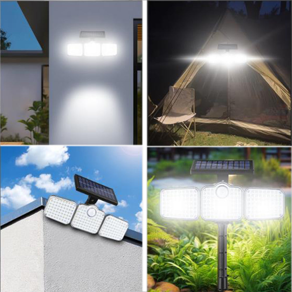 Solar Lights Outdoor, 2 Pack 3500LM Bright Motion Sensor Outdoor Lights, 3 heads Solar Flood Lights with Remote Control, Solar Spot Lights Landscape Lighting for Patio Garage Yard Entryways
