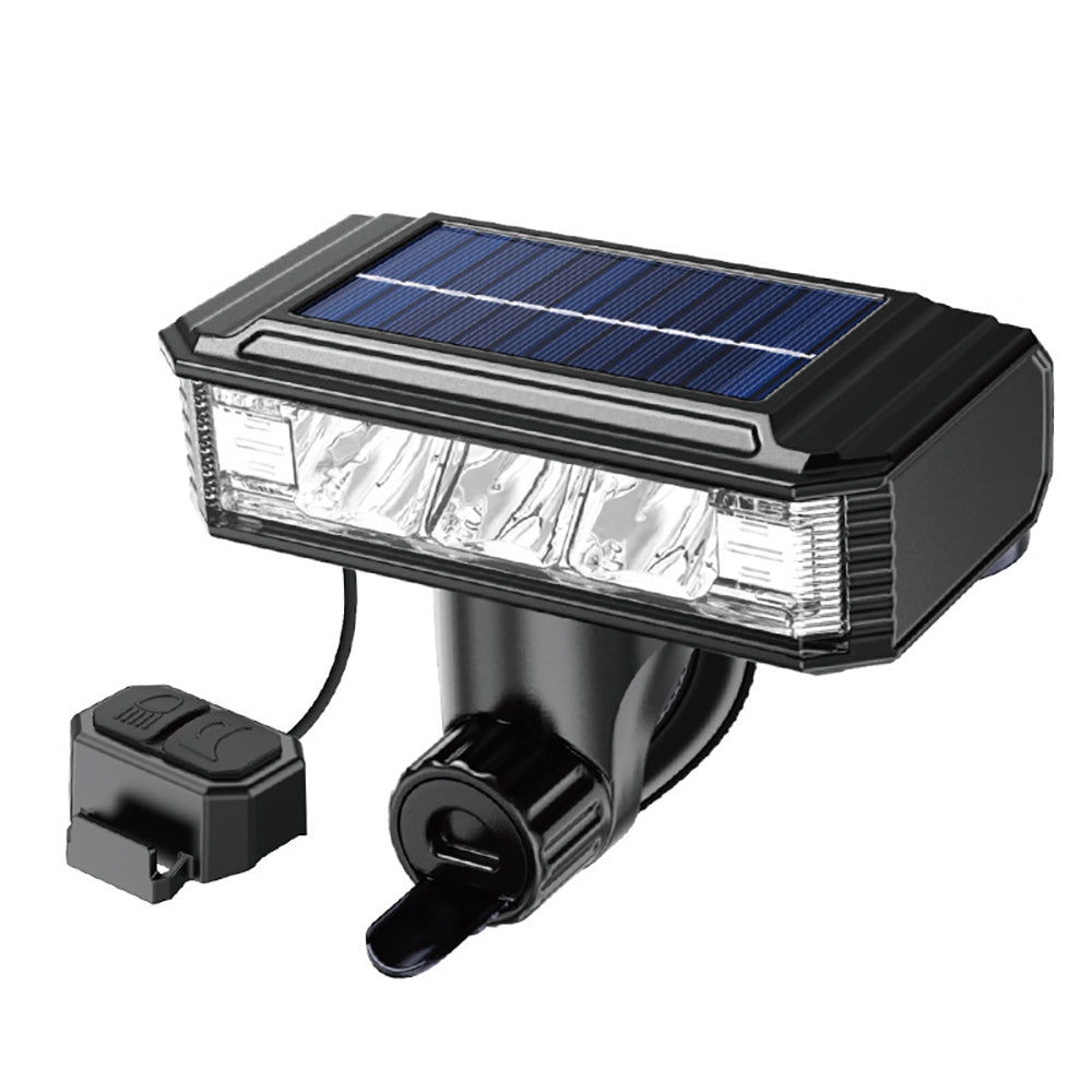 Solar Bike Light with Horn, 4000LM Rechargeable Bicycle Flood Headlight with Digital Display, 2000mAh Solar Bike Light Set