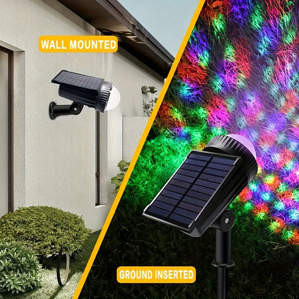 Solar Spotlights Outdoor Waterprrof, 2 Pack RGB Color Changing Solar Garden Yard Spot Lights, Waterproof Solar Landscape Spotlights for Outside Garden House Garage Pathway
